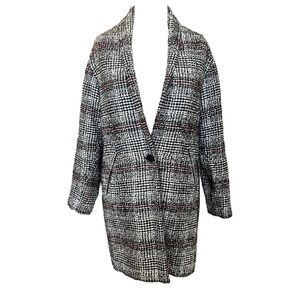 Isabel Marant Etoile Ebra Black and White Plaid Wool Coat blazer
 40      US 12